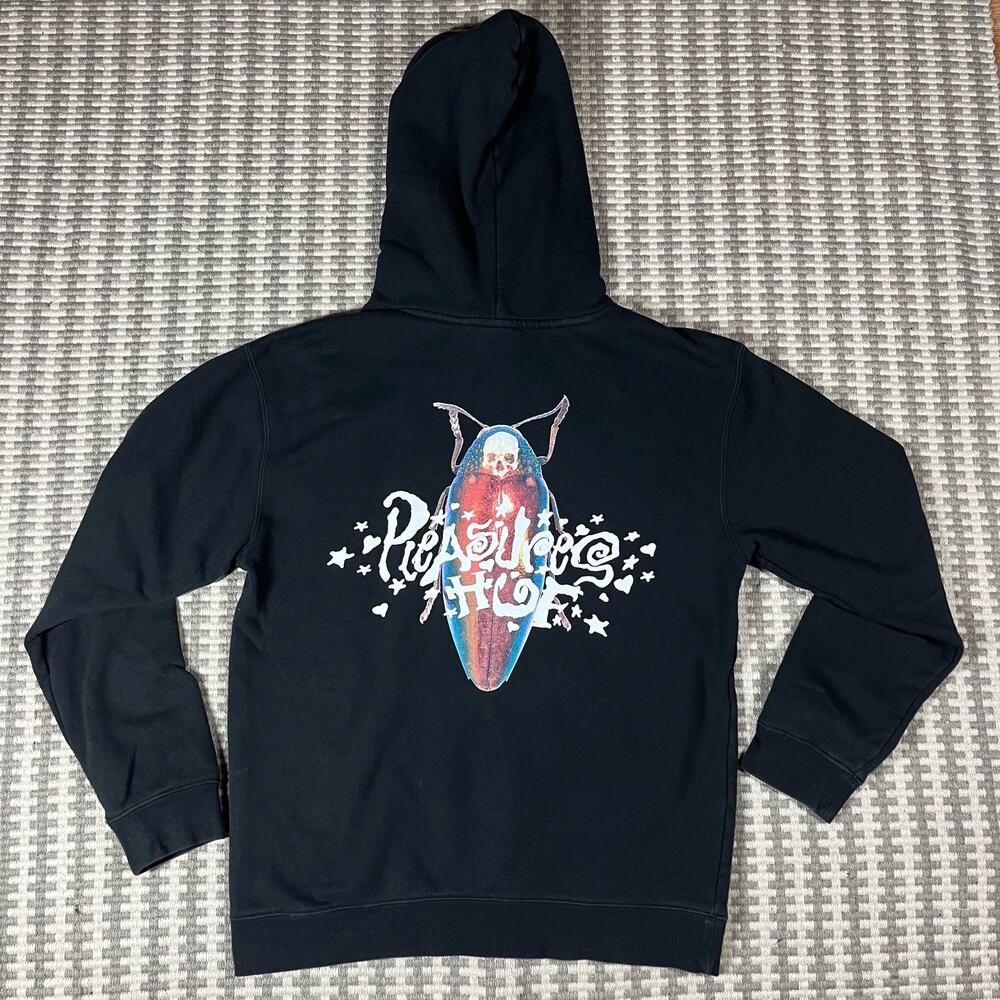 HUF x Pleasures Black Pullover Hoodie Men’s Sz S Preowned‎